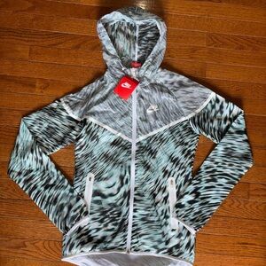 Women Nike Abstract Pattern Hooded Windbreaker Jacket NEW